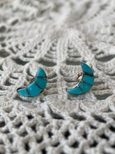 Load image into Gallery viewer, Moon Shaped Turquoise Stud Earrings