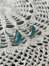 Load image into Gallery viewer, Moon Shaped Turquoise Stud Earrings